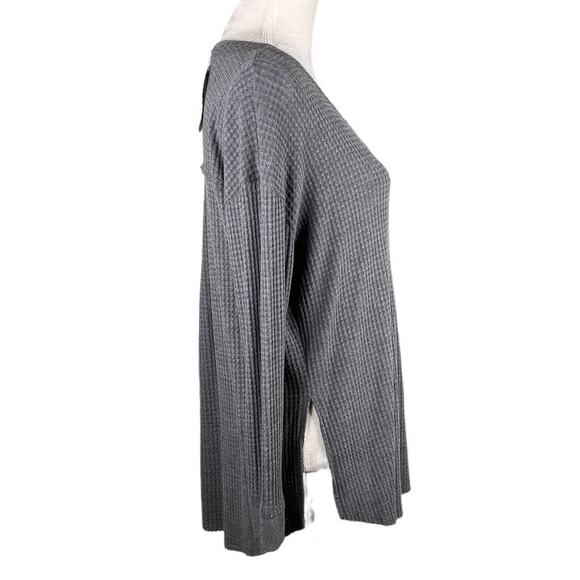 Altar'd State Thermal Top Charcoal Gray Waffle Small New - Picture 9 of 10